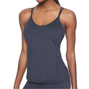 Athleta Dream Support Tank Top Mesh Back Blue Nylo